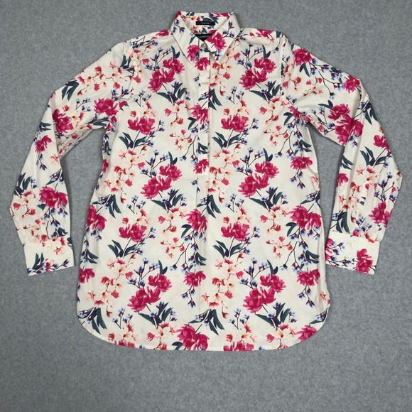 Lands' End Tops - Lands End Women's 8 Floral Print Supima Cotton Button Down Shirt Long Sleeve